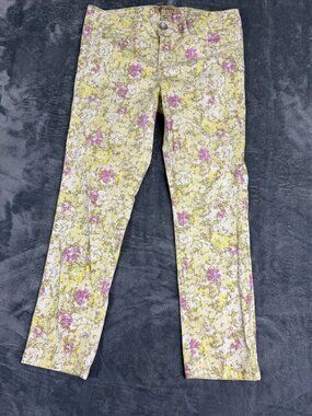 Democracy Womens Floral Ankle Skimmer Stretch Pants Size 10